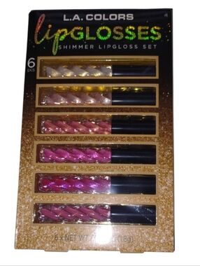 L.A. Colors Lipgloss Set — Pink & Neutral Shimmers (6 pcs)